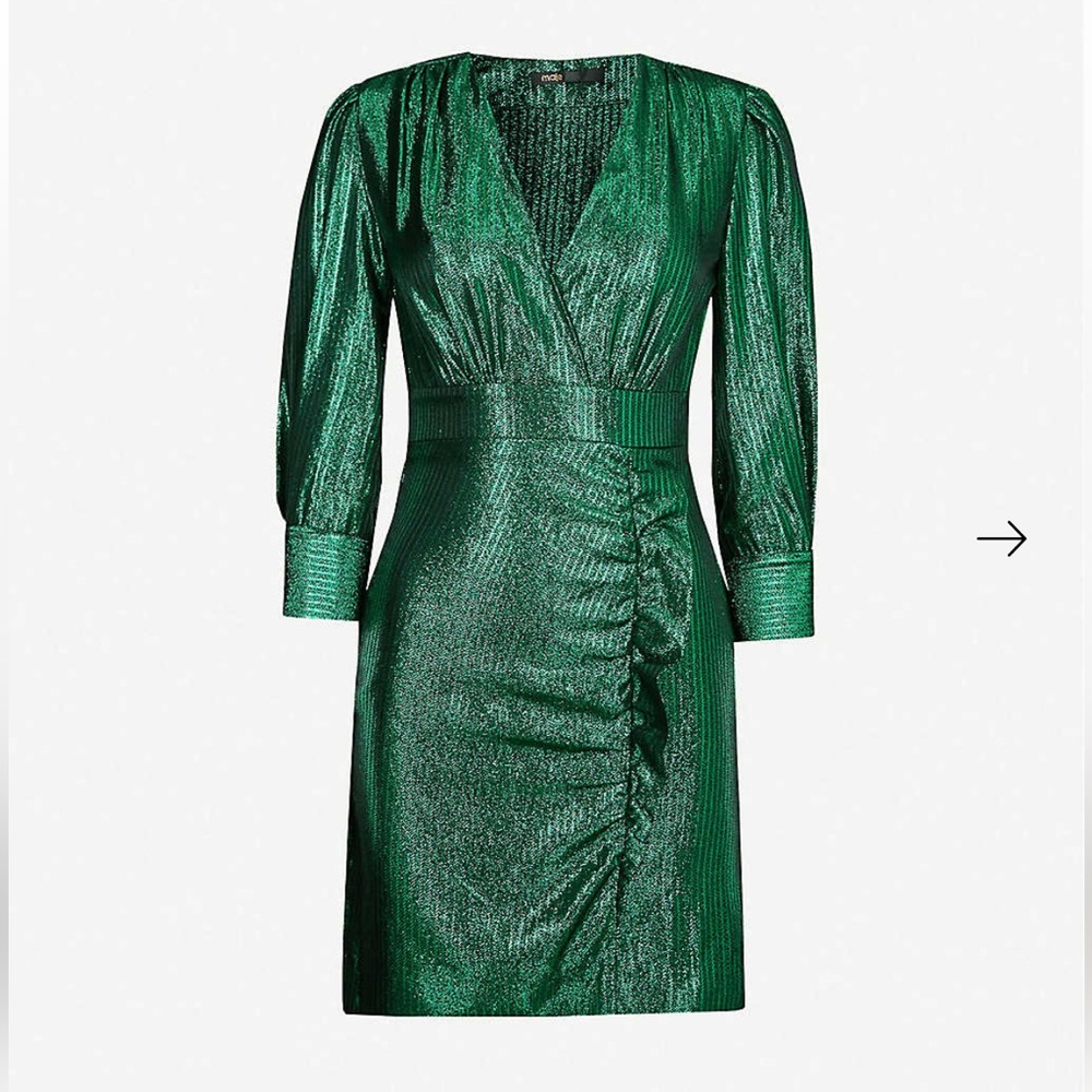 Maje Green Metallic Mini Dress